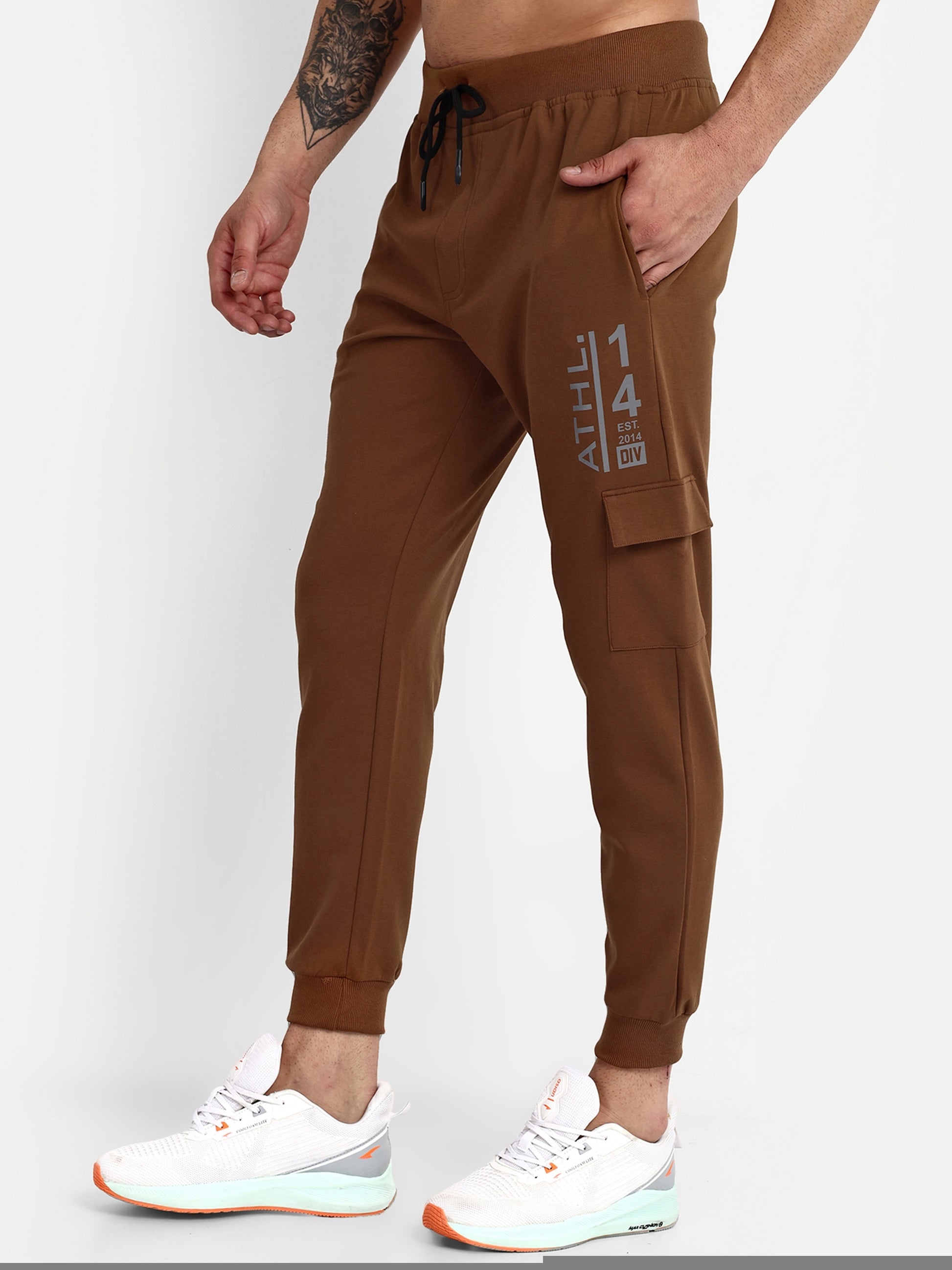 Men's Brown Cotton Casual Joggers - Reprise