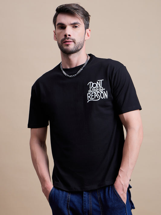 Men's Black Cotton Oversized T-Shirt - Reprise