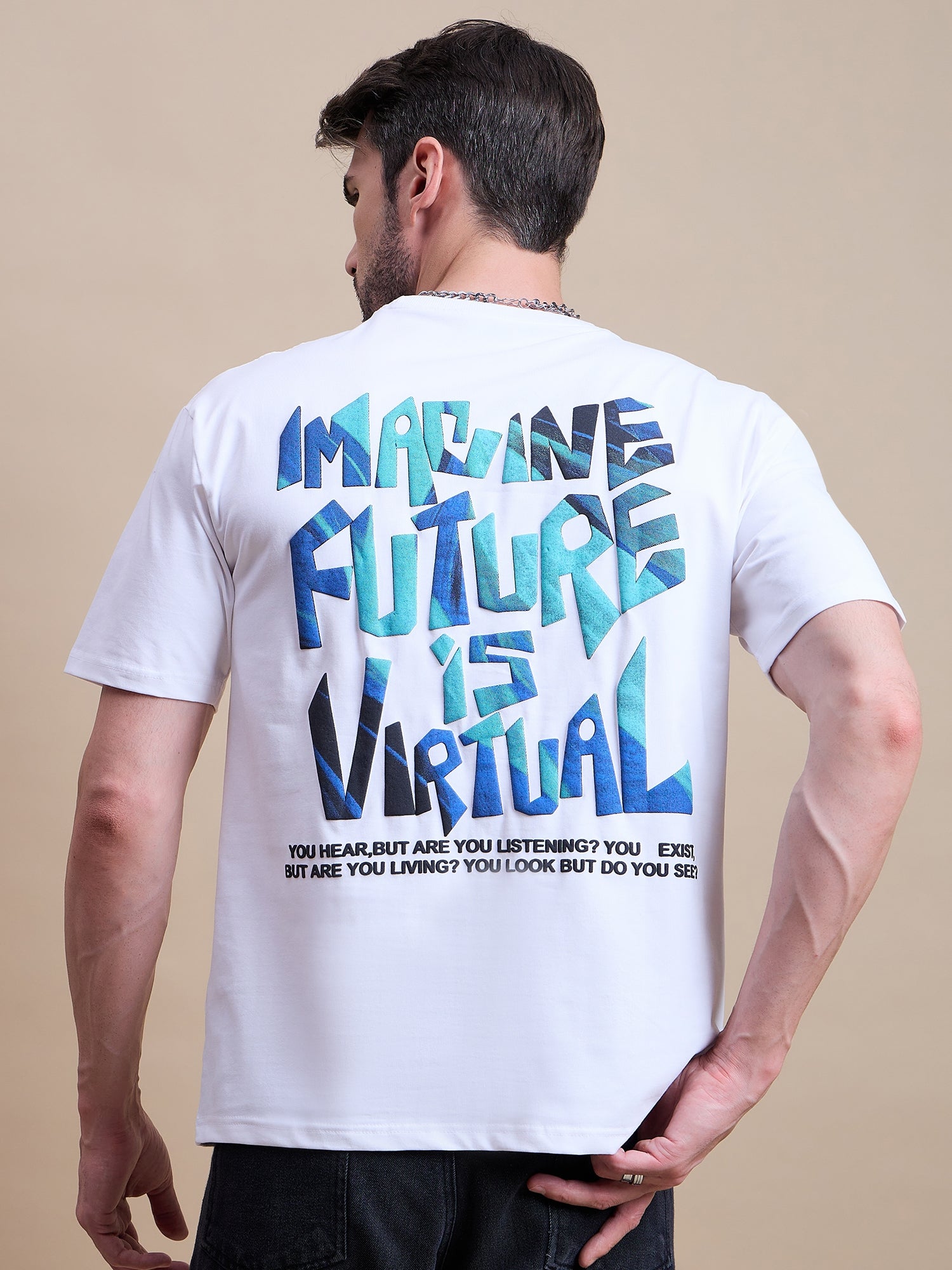Men's White Cotton Oversized T-Shirt - Reprise