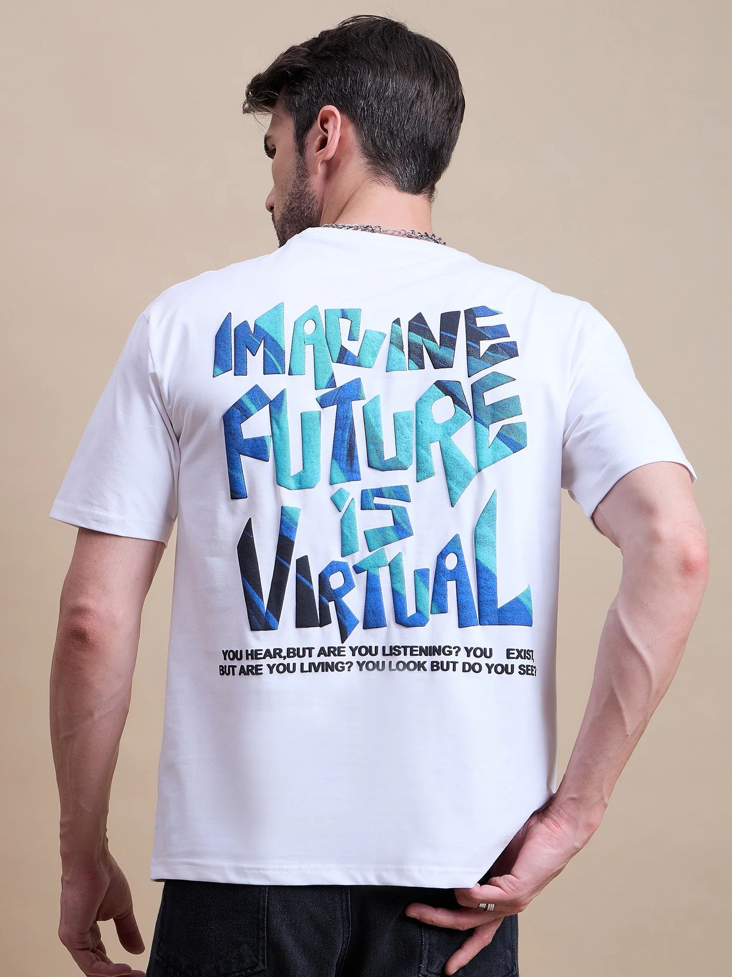 Men's White Cotton Oversized T-Shirt