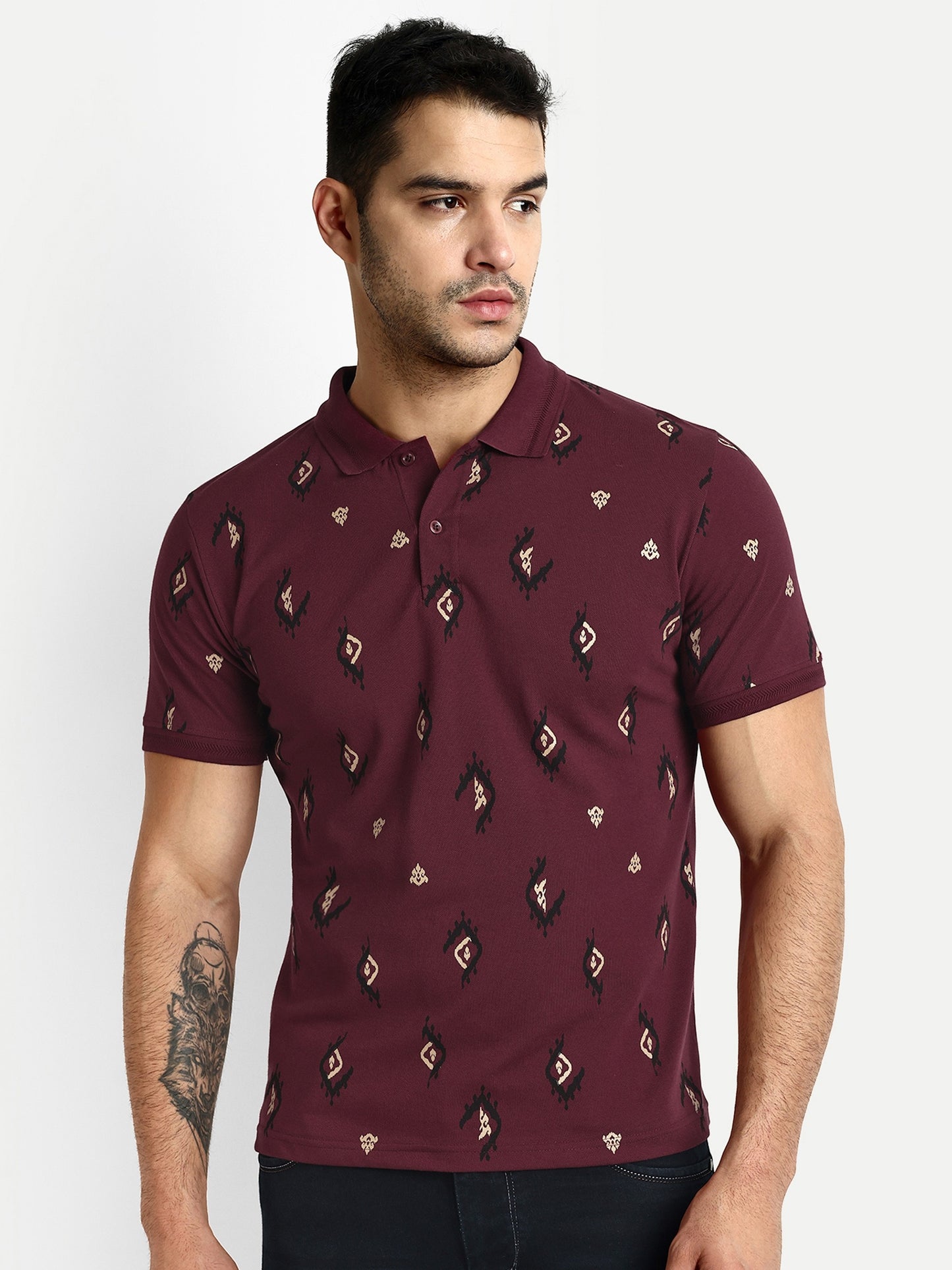 Men's Cotton Maroon Polo T-Shirts - Reprise