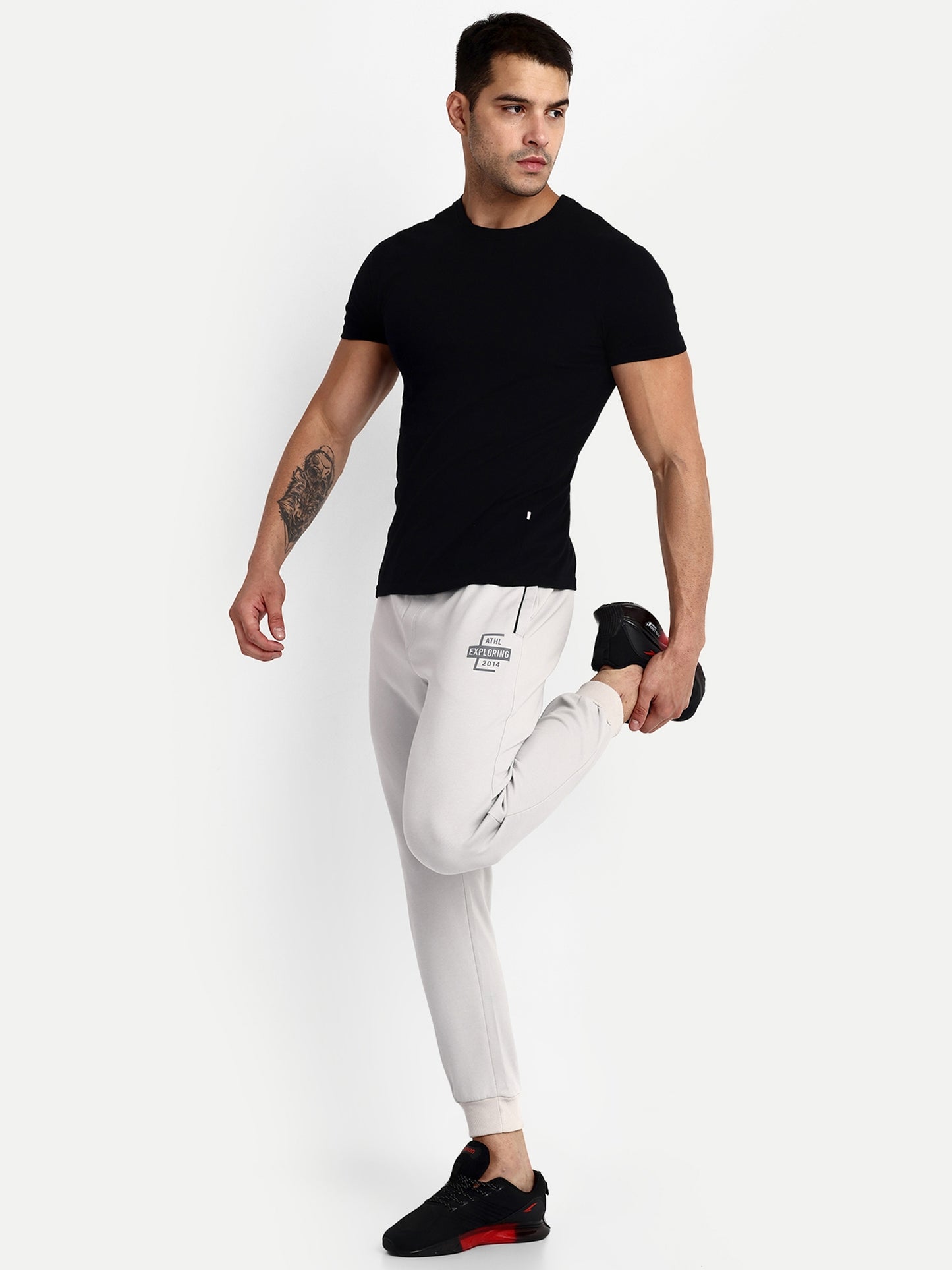 Men's Grey Cotton Casual Joggers - Reprise