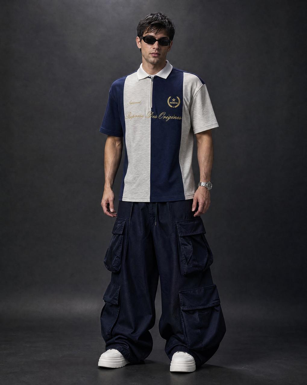 Men Cotton Polo T-Shirts Navy - Reprise