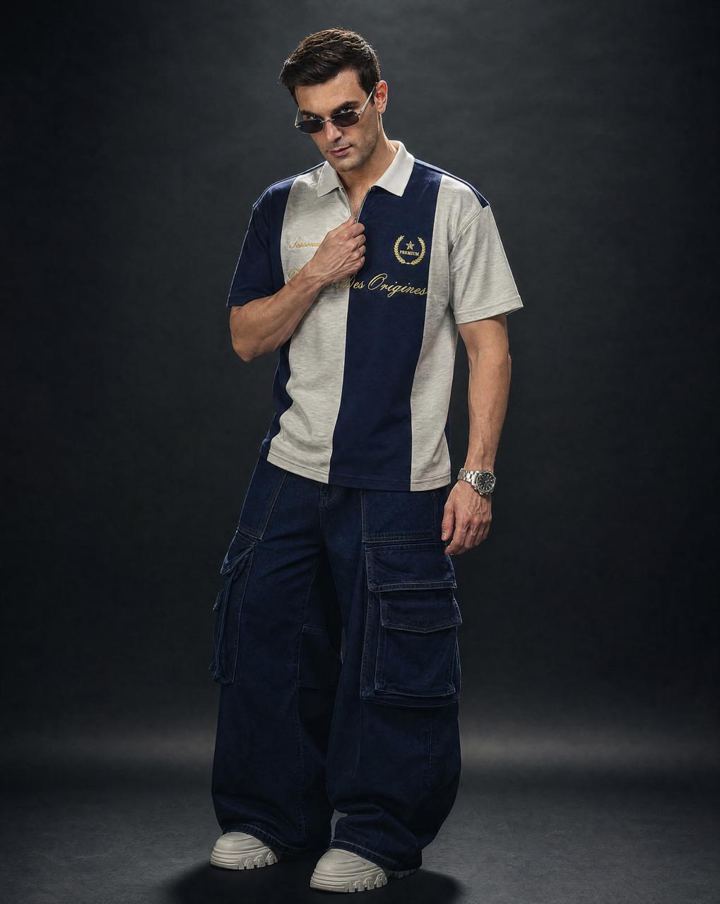Men Cotton Polo T-Shirts Navy - Reprise