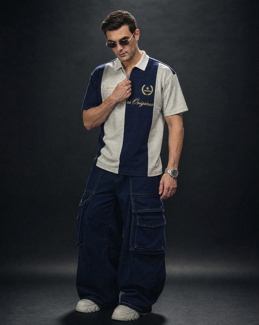 Men Cotton Polo T-Shirts Navy - Reprise