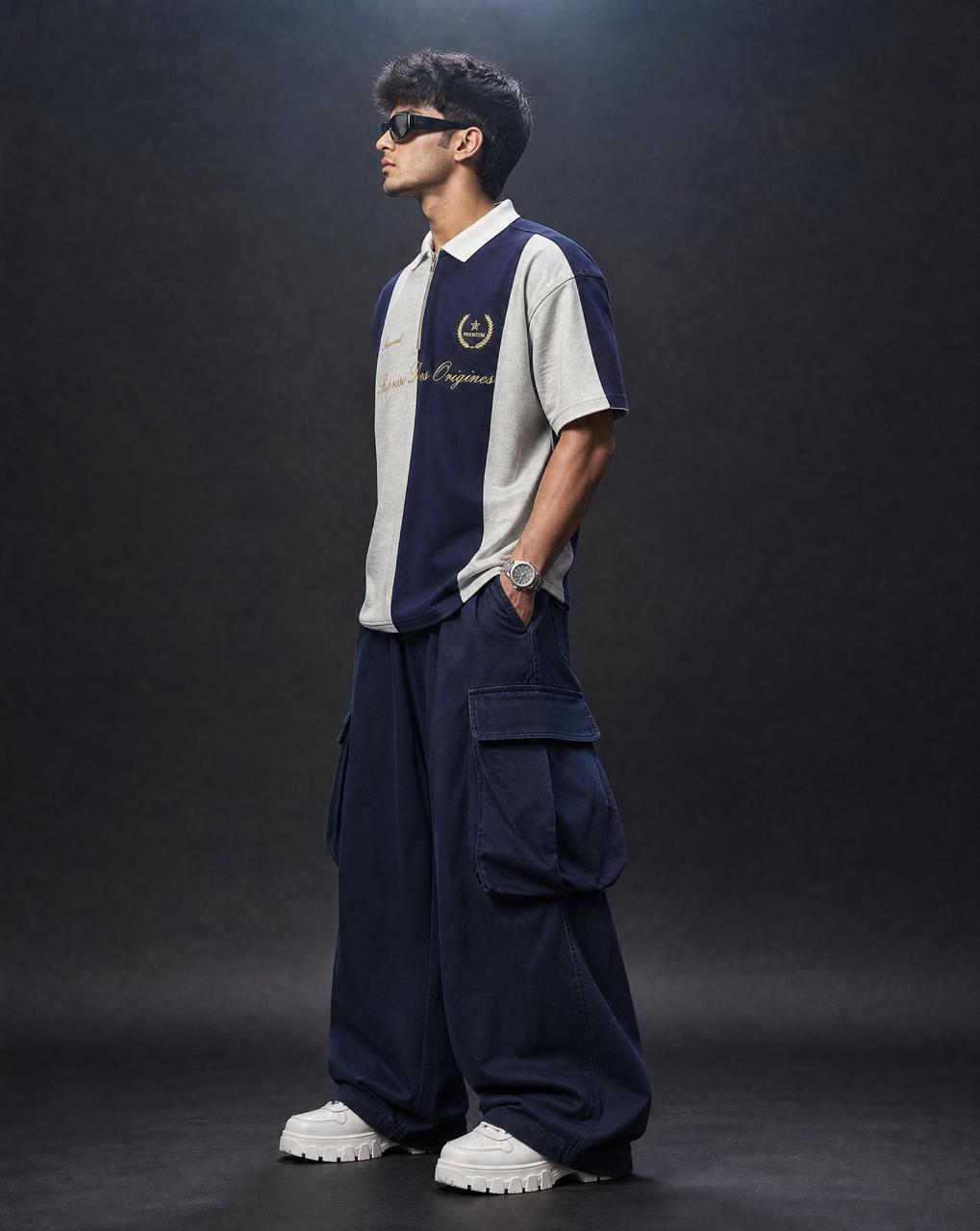 Men Cotton Polo T-Shirts Navy - Reprise