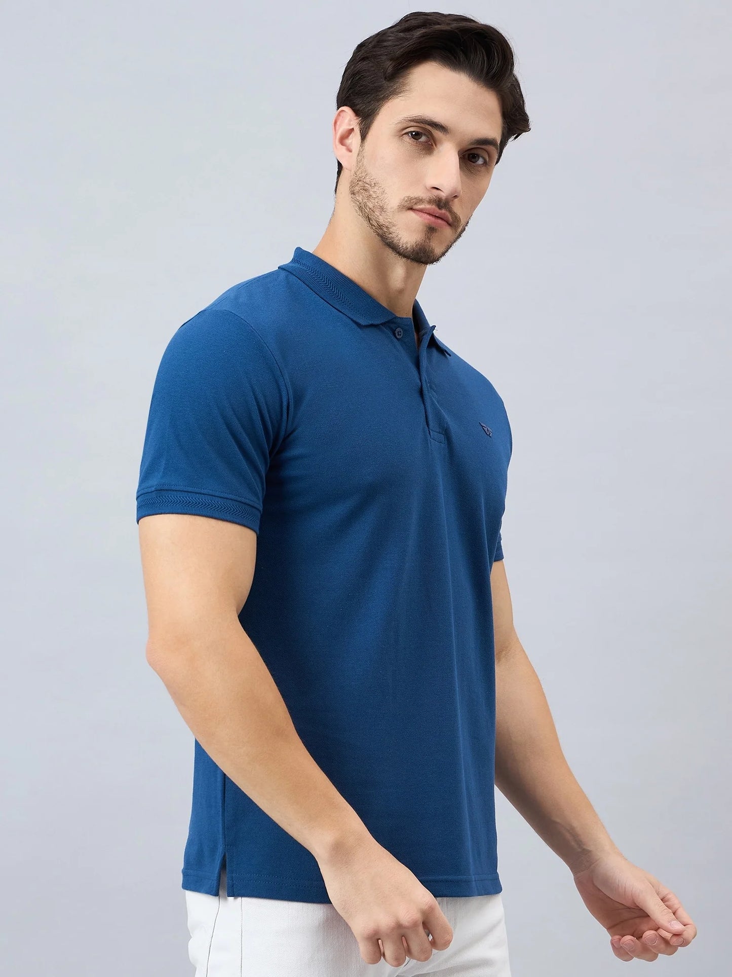 Men Blue Cotton Polos T-Shirts