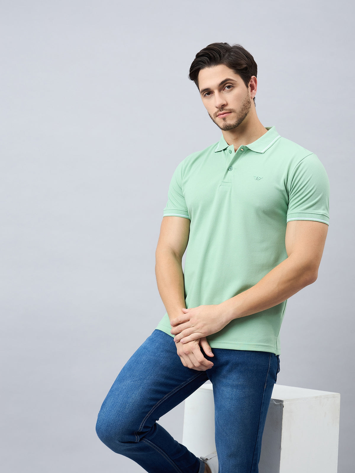Men's Green Cotton Polos - Reprise