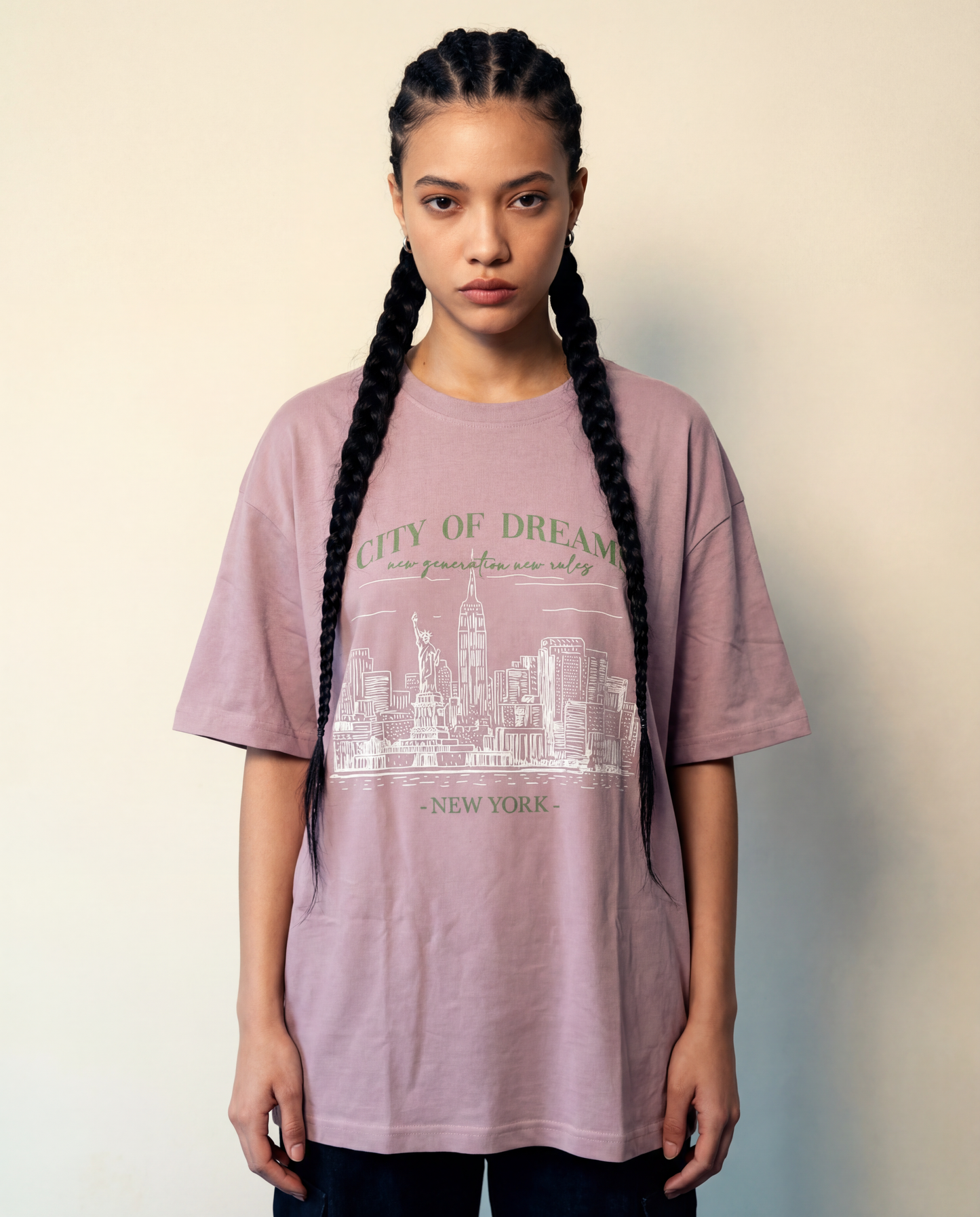 Women Oversized Round Neck Half Sleeves Tshirt Peach - Reprise