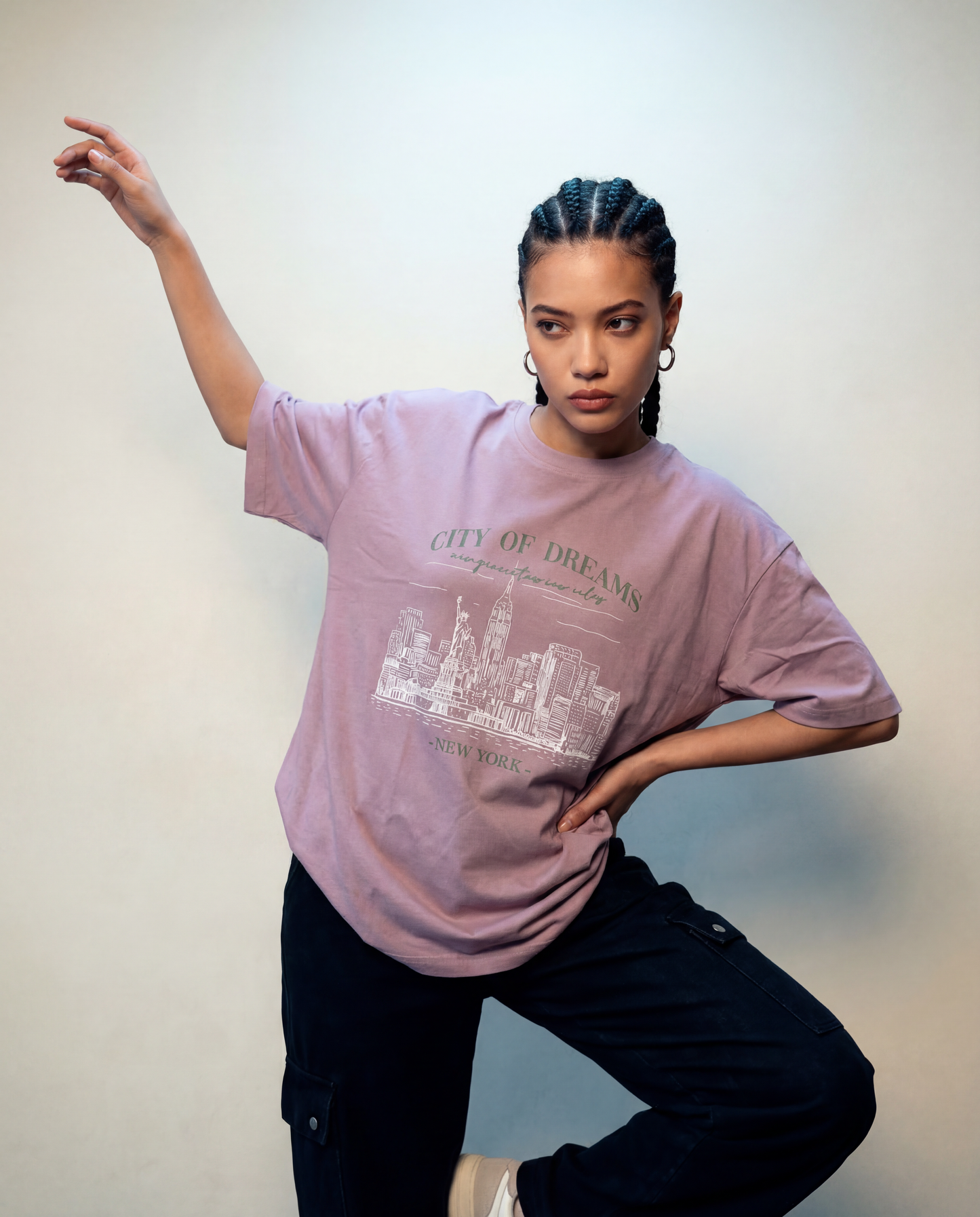 Women Oversized Round Neck Half Sleeves Tshirt Peach - Reprise