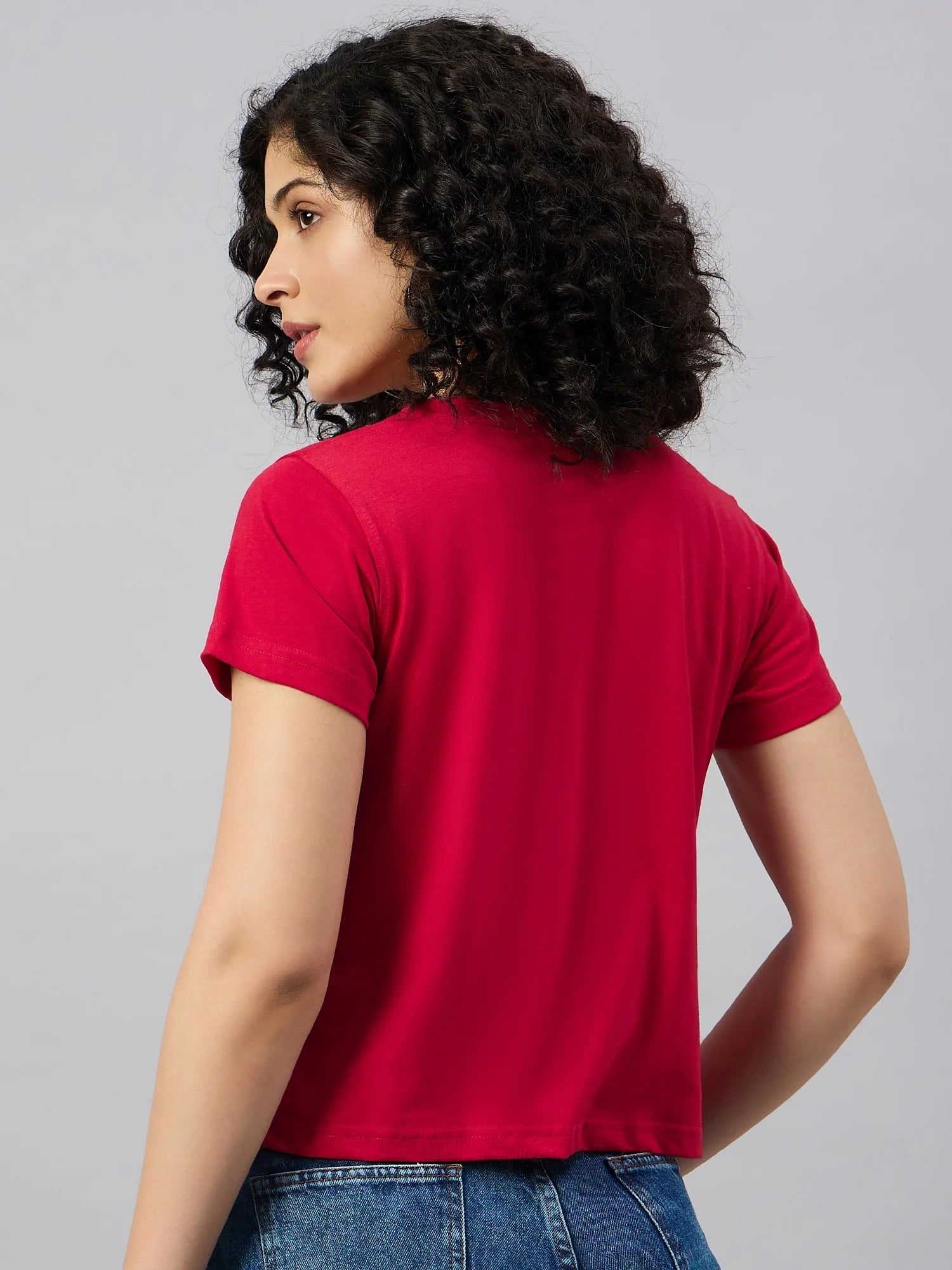Women Printed Regular Fit T-shirt Red