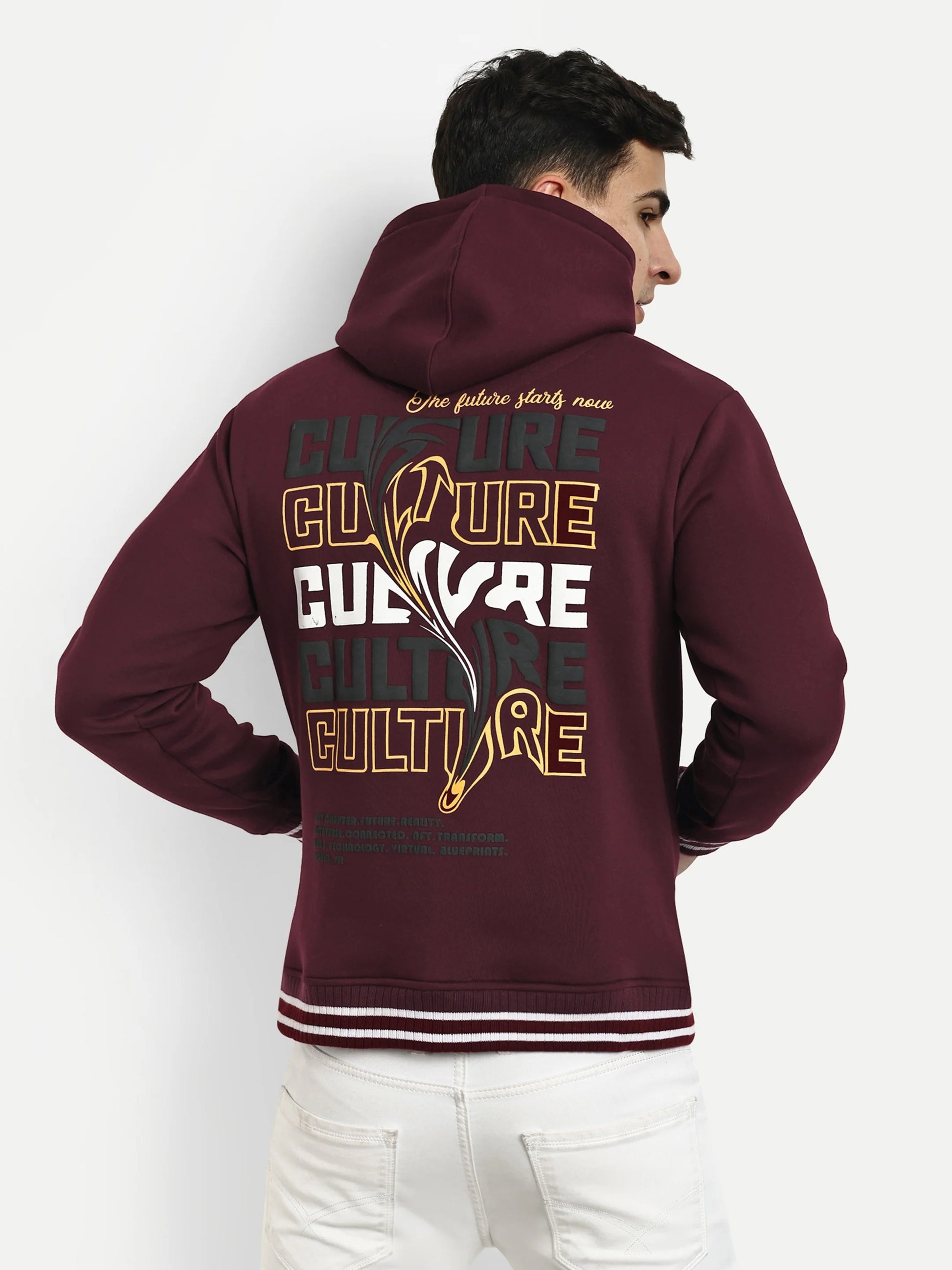 Men Printed Hoodie Maroon - Reprise