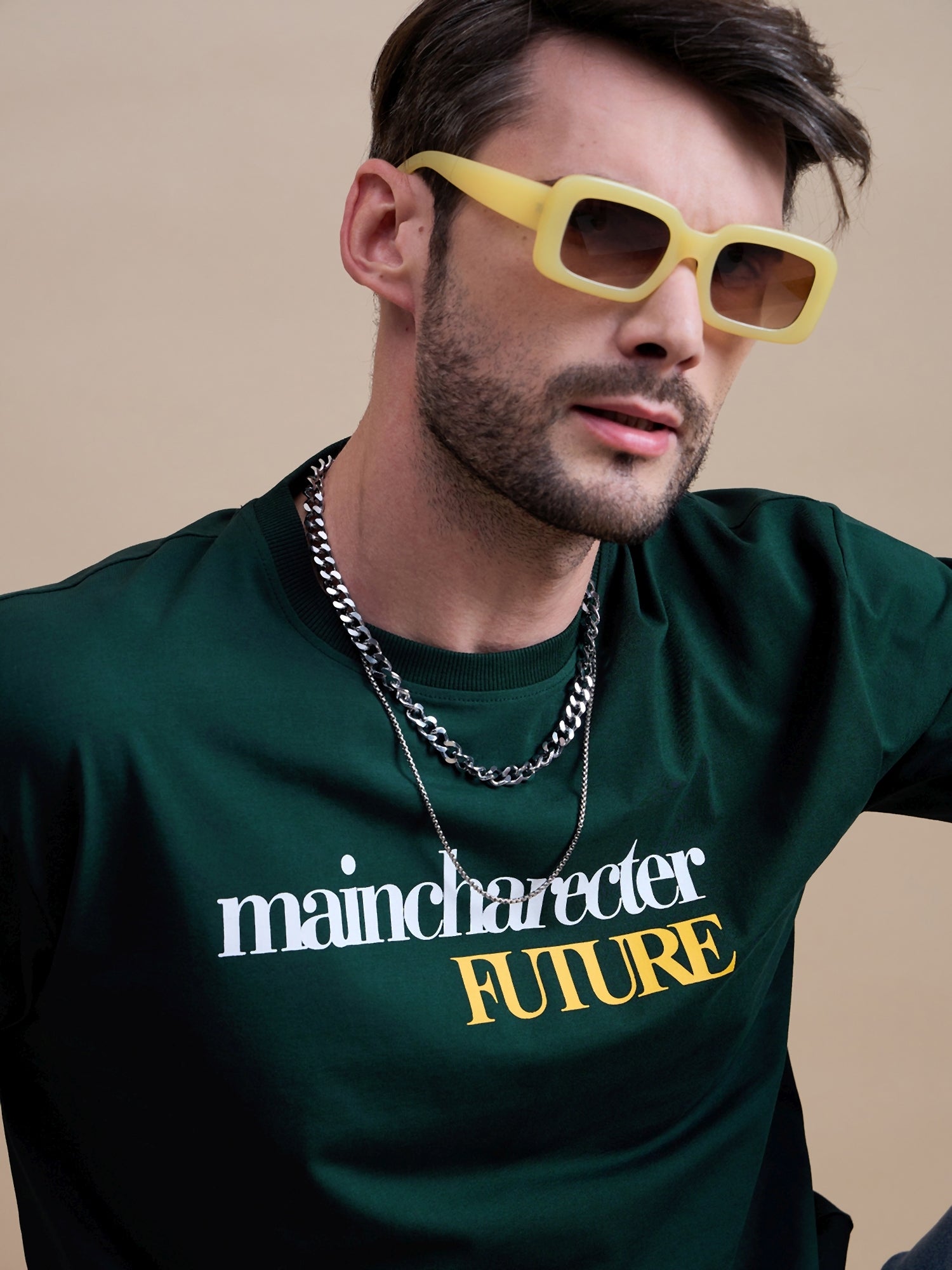 Men's Green Cotton Oversized T-Shirt - Reprise