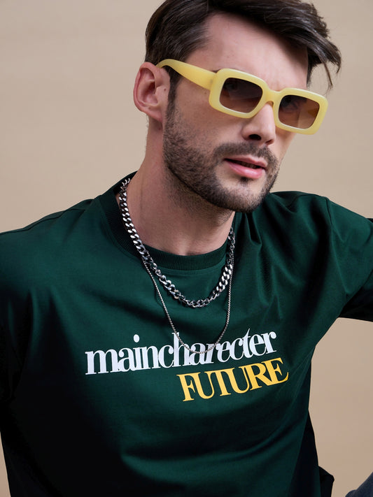 Men's Green Cotton Oversized T-Shirt - Reprise