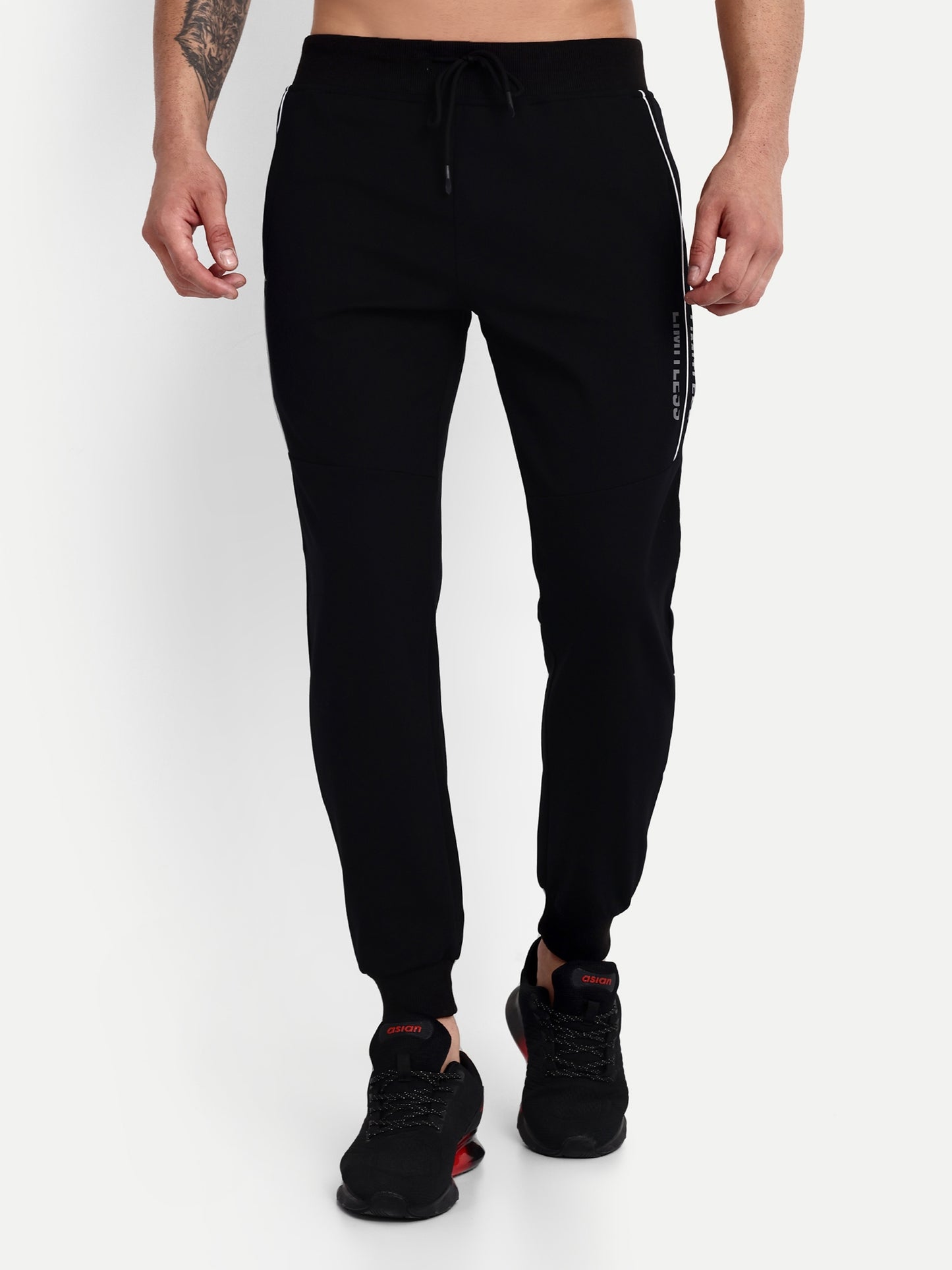 Men's Black Cotton Casual Joggers - Reprise