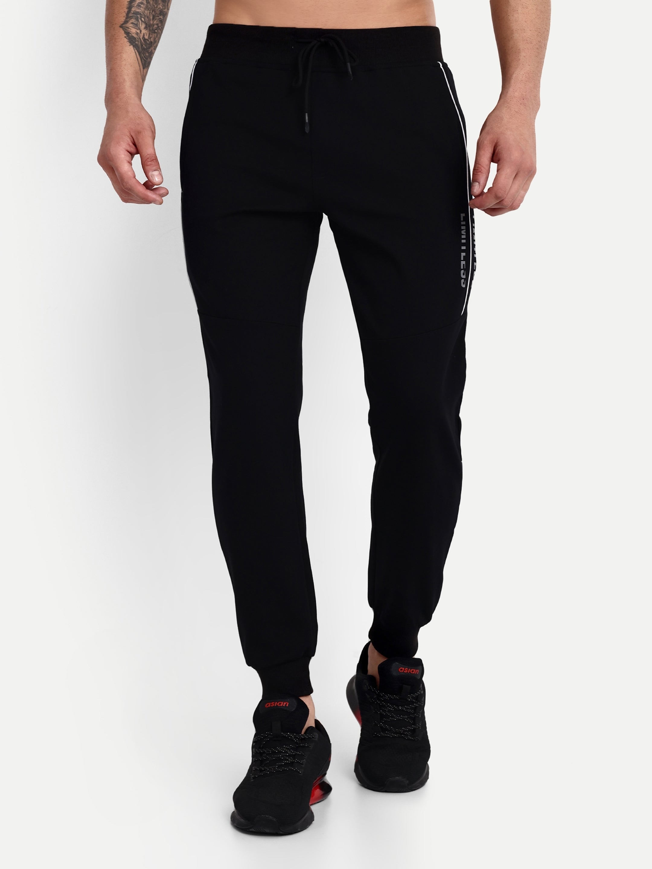 Men's Black Cotton Casual Joggers - Reprise