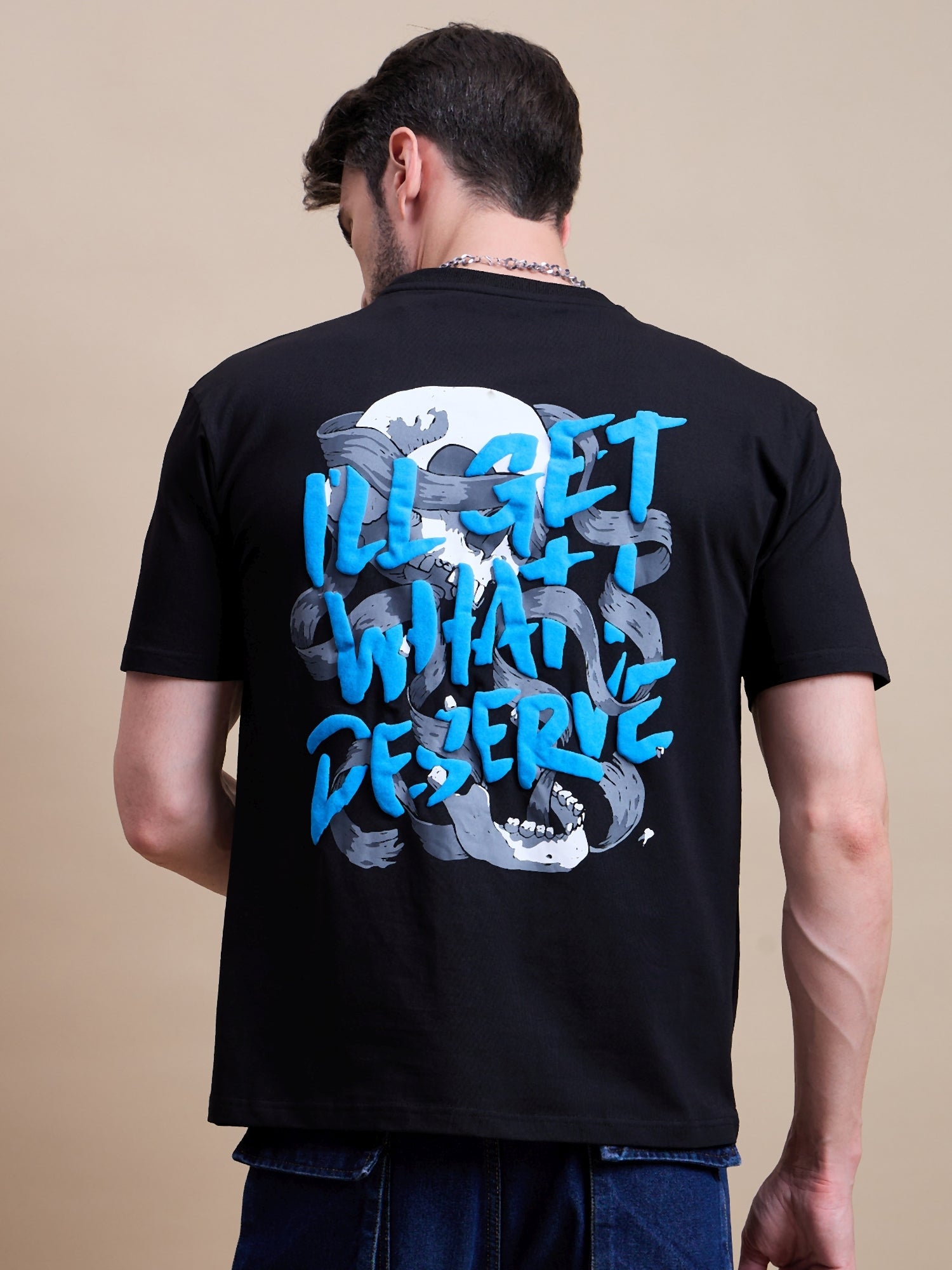 Men's Black Cotton Oversized T-Shirt - Reprise