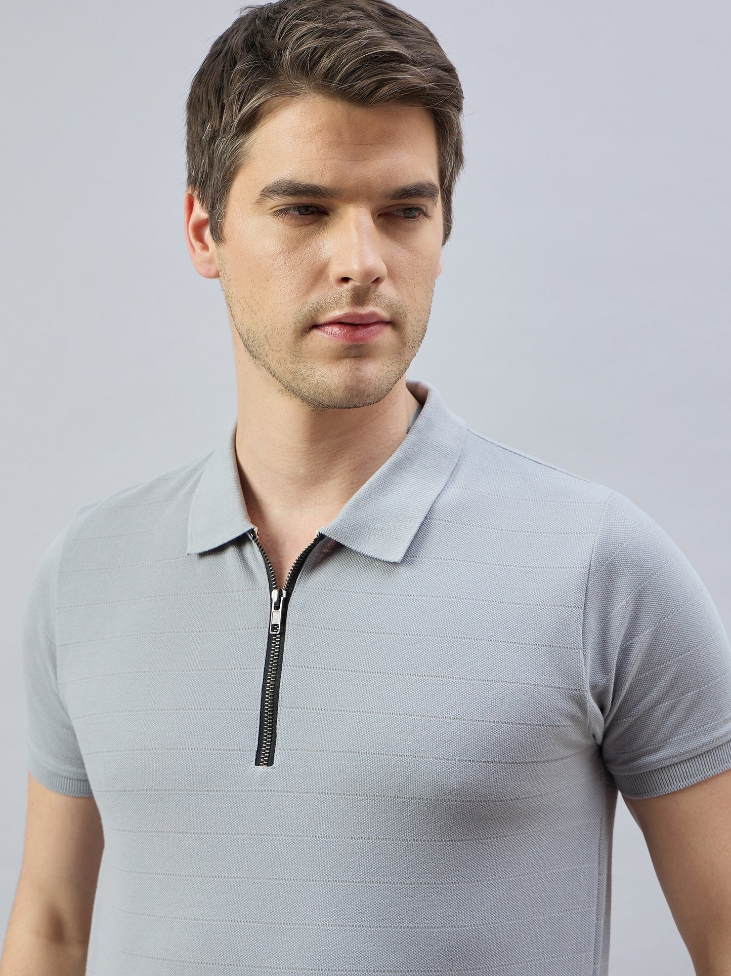 Men's Grey Cotton Polo T-Shirts - Reprise