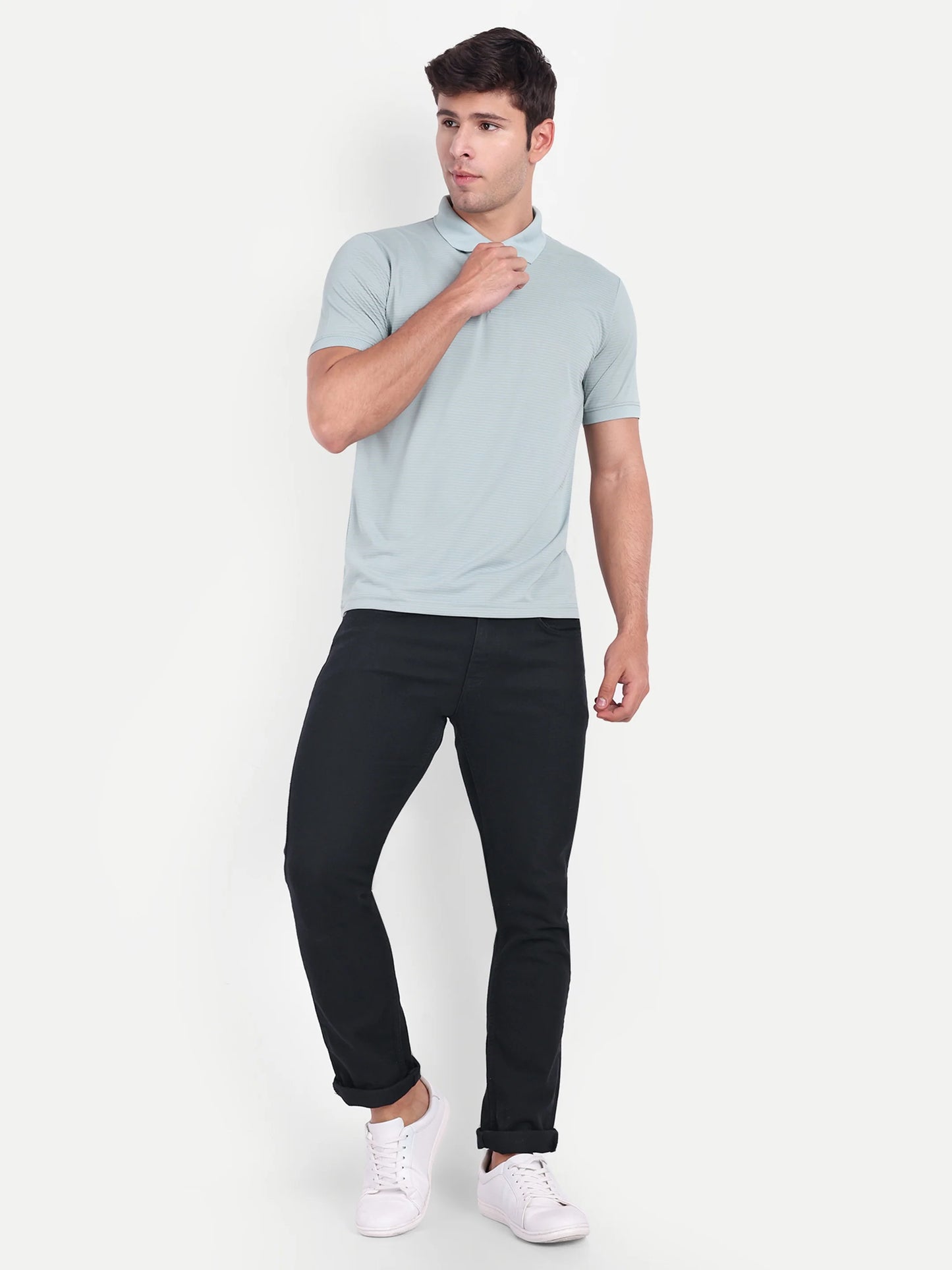 Men Solid Polo T-Shirt Grey