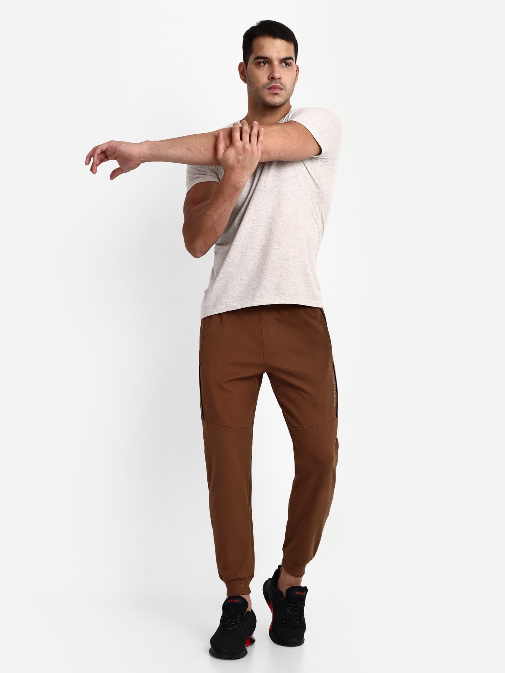 Men's Brown Cotton Casual Joggers - Reprise