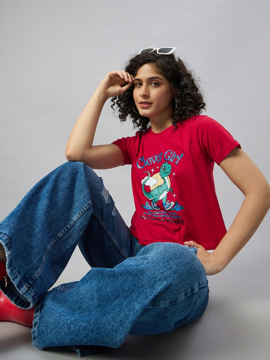 WOMEN PRINTED REGULAR FIT TSHIRT - Reprise
