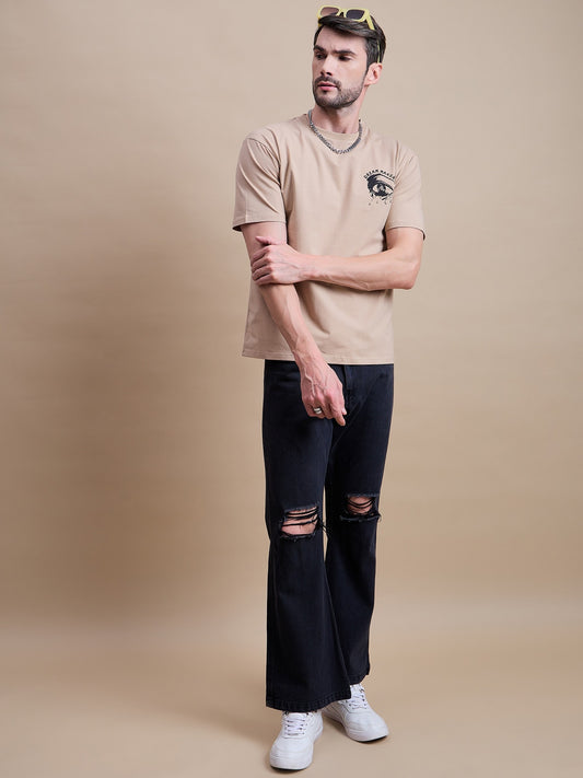 Men's Beige Cotton Oversized T-Shirt - Reprise