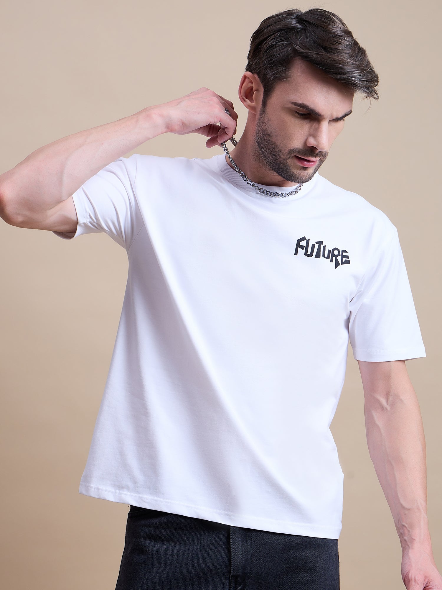 Men's White Cotton Oversized T-Shirt - Reprise