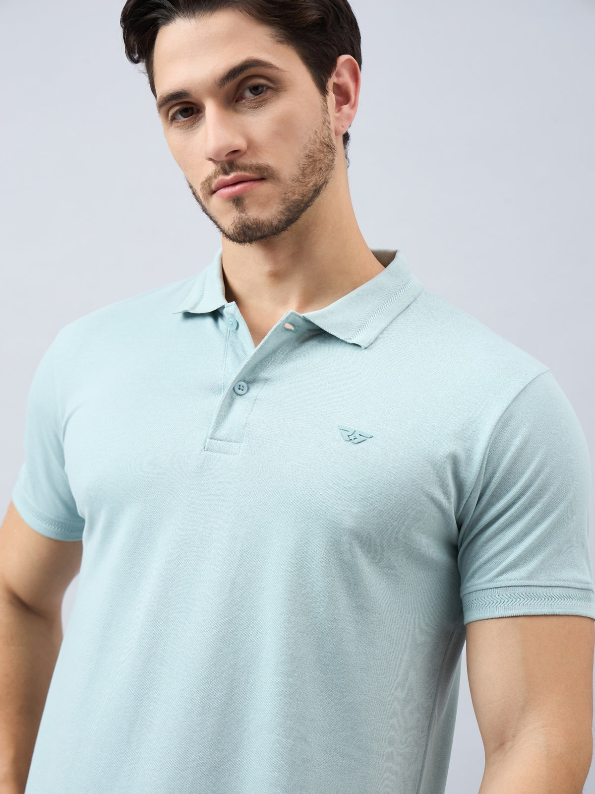Men's Blue Cotton Polos - Reprise