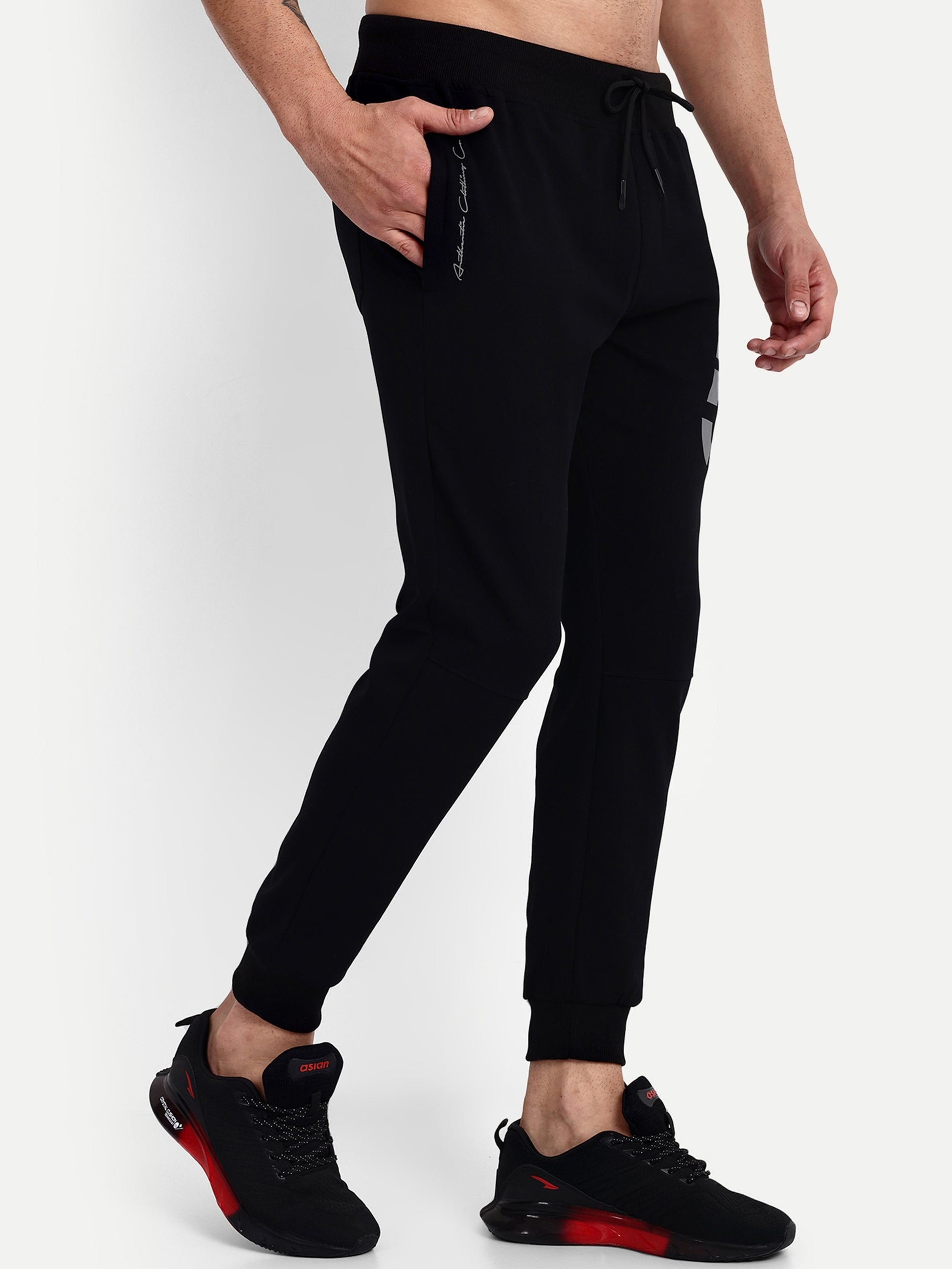 Men's Black Cotton Casual Joggers - Reprise