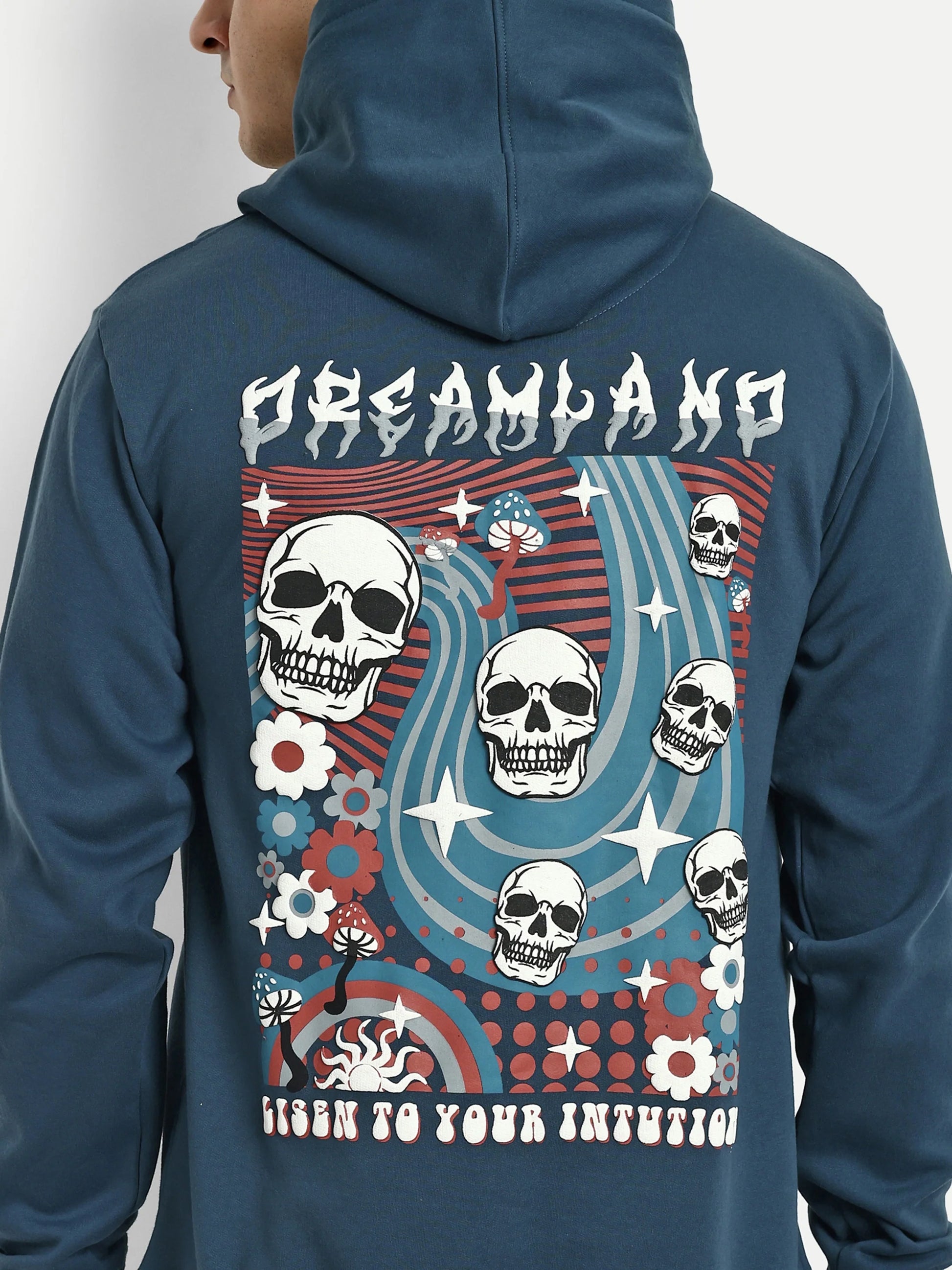 Men Printed Hoodie Blue - Reprise