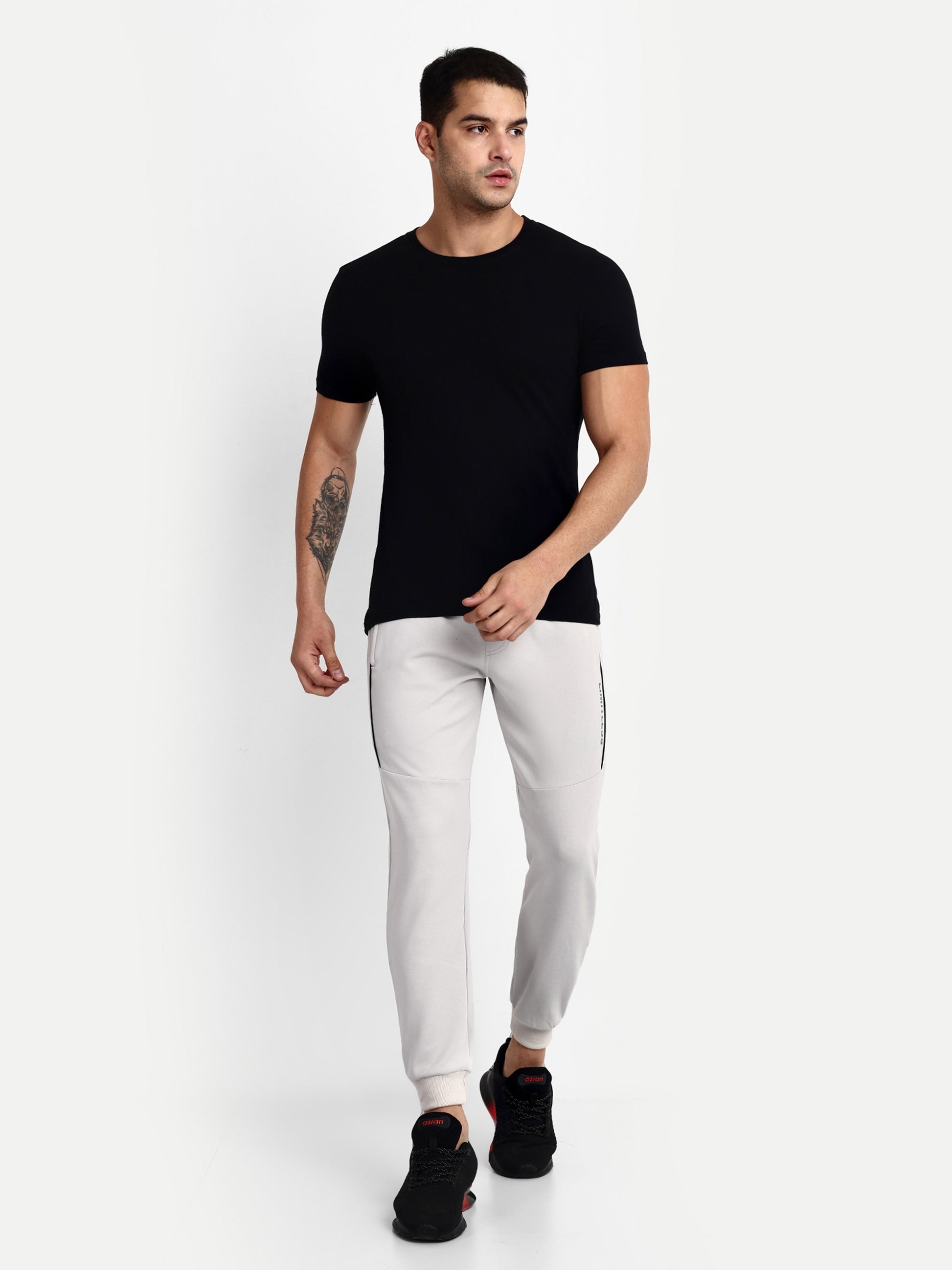 Men's Grey Cotton Casual Joggers - Reprise