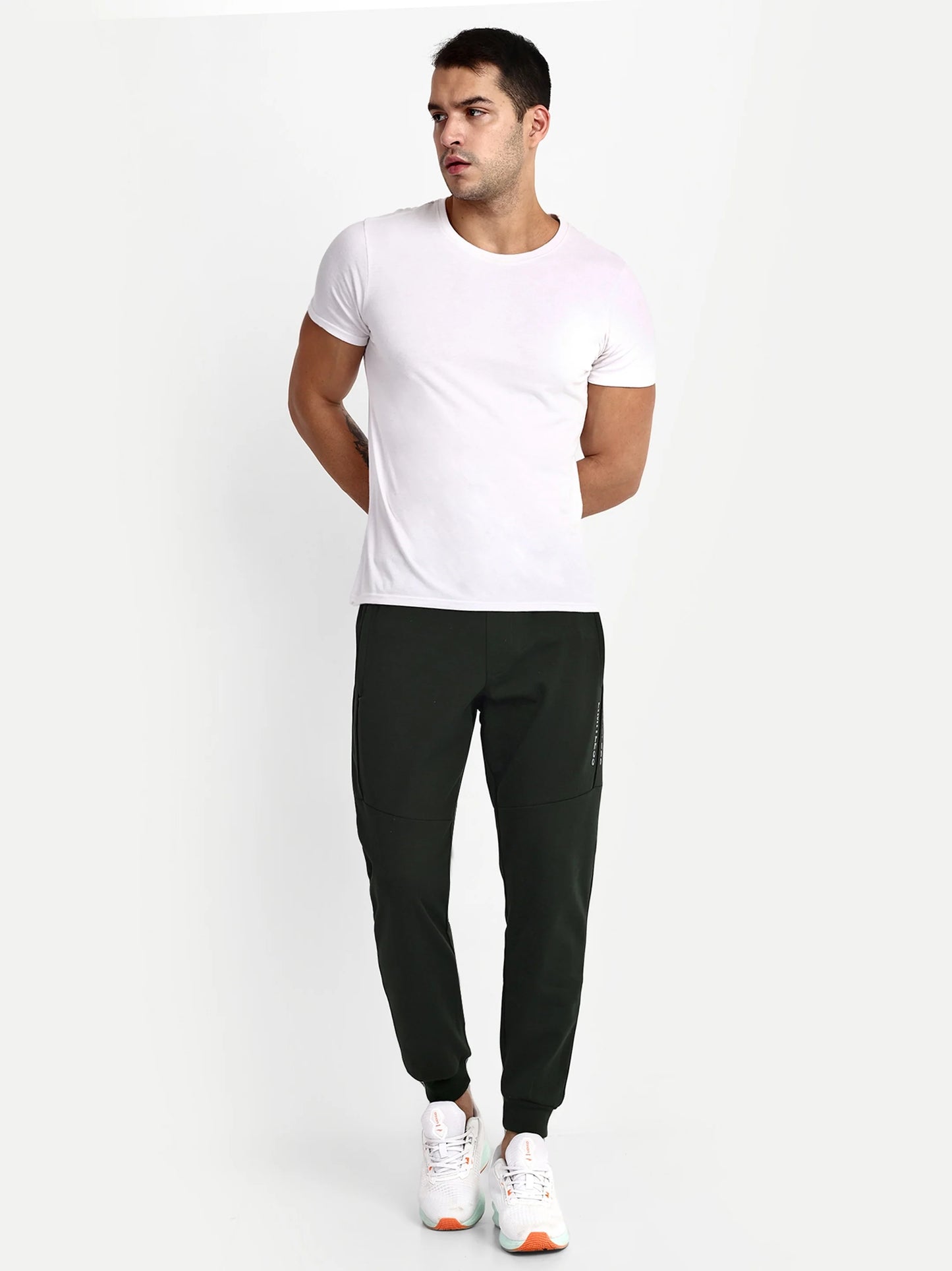 Men Green Cotton Casual Joggers