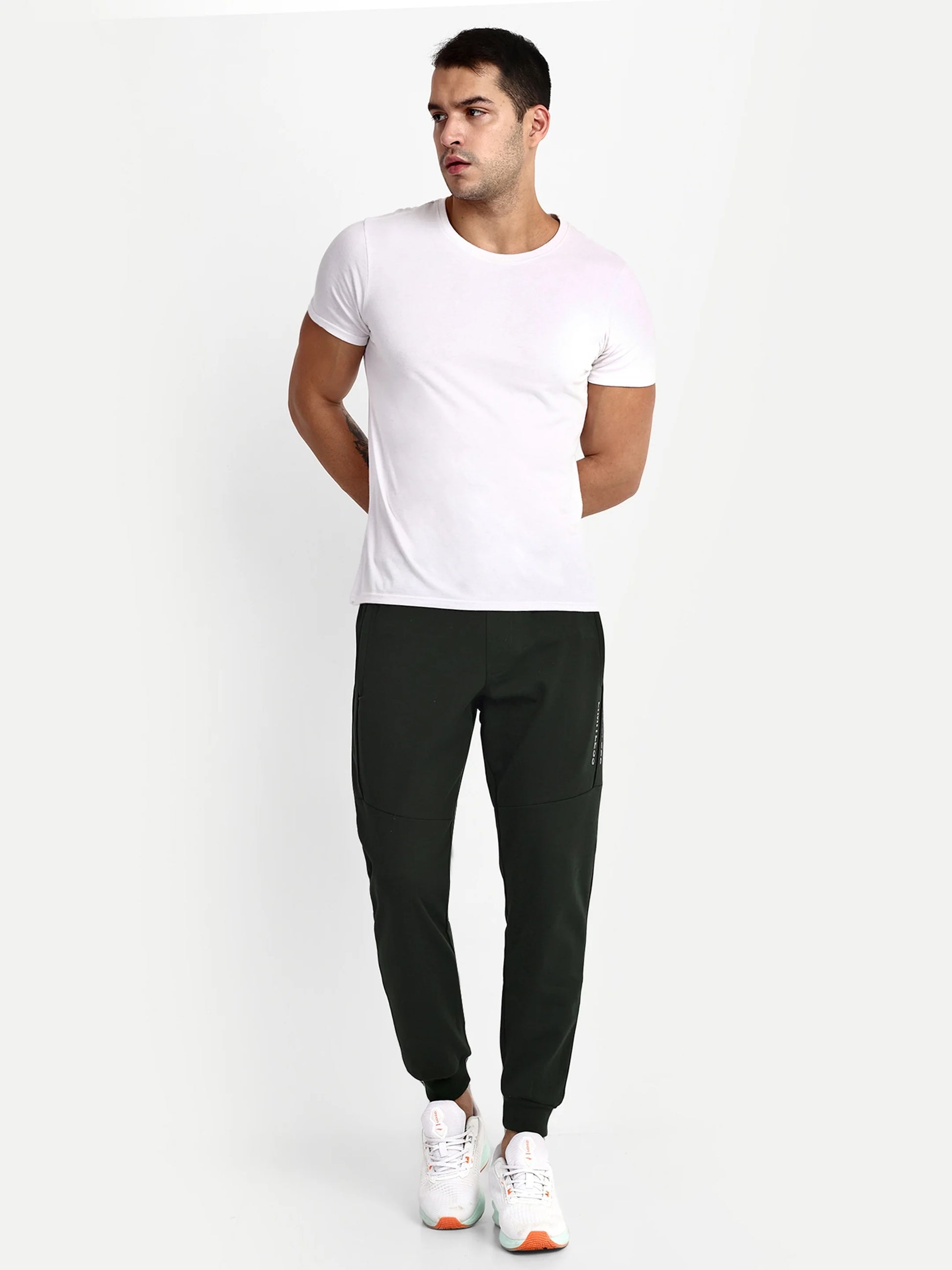 Men Green Cotton Casual Joggers